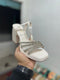 Crystal Embedded Multistrap Plateform Thick Heel